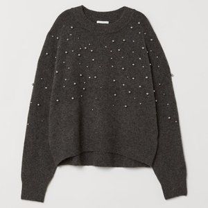 HM grey beaded sweater